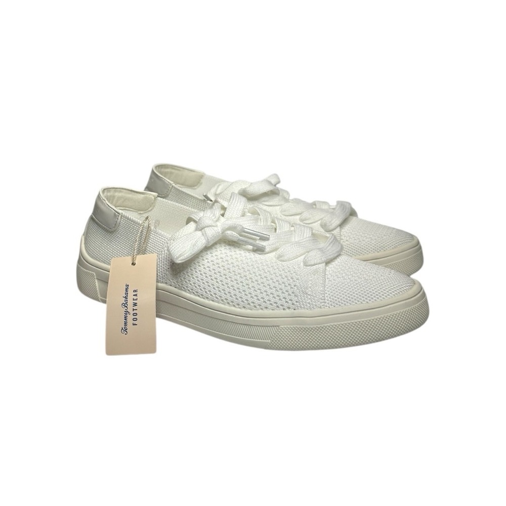 Tommy Bahama Shayla Women's Lace Up White Knit Sneakers Flat Size 6.5